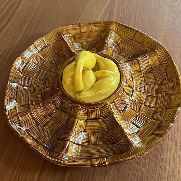 1960s California pottery veggies and dip flatter extra large - Picture 1 of 7